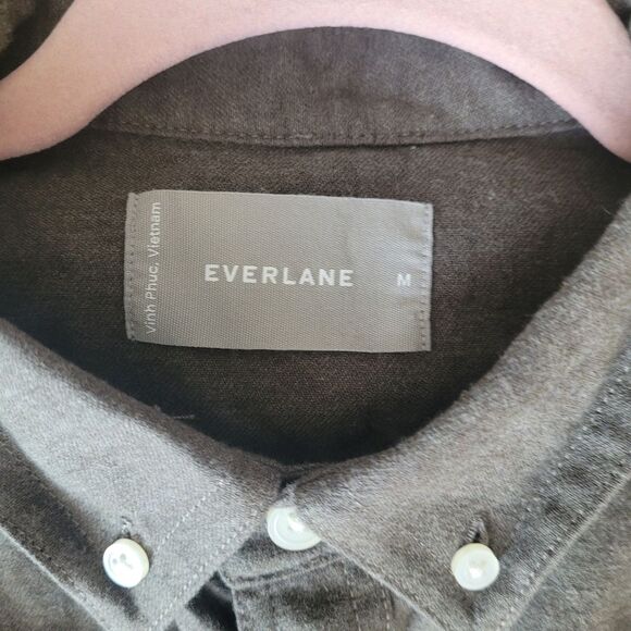 NWOT Everlane Men's Gray Olive Button Down Flannel Long Sleeve Shirt Size Medium - Picture 5 of 7